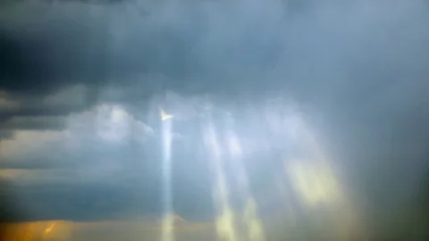 Rain and clouds over sunset Stock-Footage 74471492
