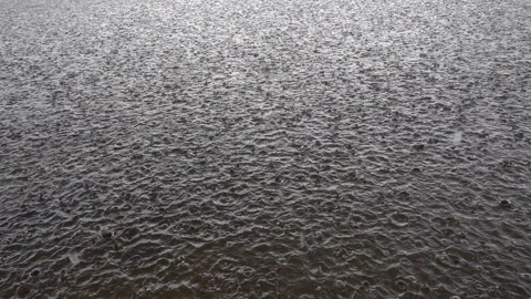 Rain and drops on the water surface in slow motion. Stock Footage 154167268