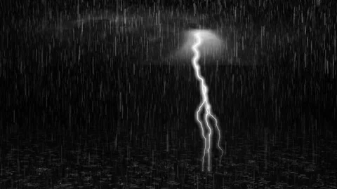 Rain and Lightning Bolt Dark Background Motion Graphic Stock Footage 319907435