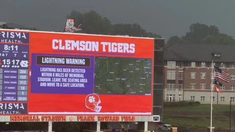 Rain and lightning delay death valley clemson sc, south carolina Stock Footage 346641304