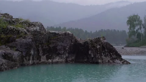 Rain and mountain river Stock Footage 190658683