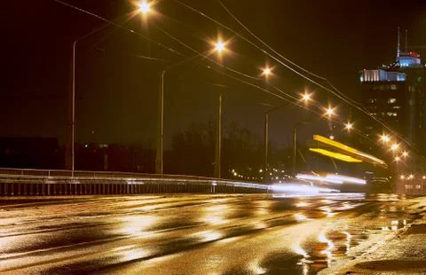 Rain and night traffic Stock Photos