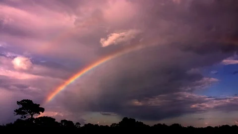 Rain and Rainbow Time Lapse (2160p 23.976) Stock Footage 96168799