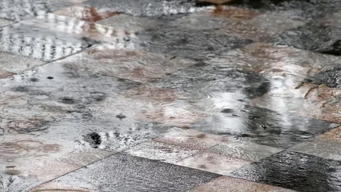 Rain and splash on the ground Stock Footage 97824636