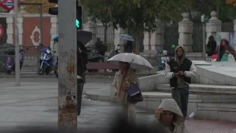 Rain and temperature drop in Madrid, Madrid, ES - 05 Nov 2025 Stock Footage 320549471