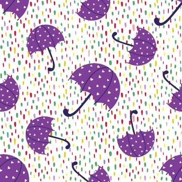 Rain and umbrella seamless pattern. vector illustration Stock Illustration