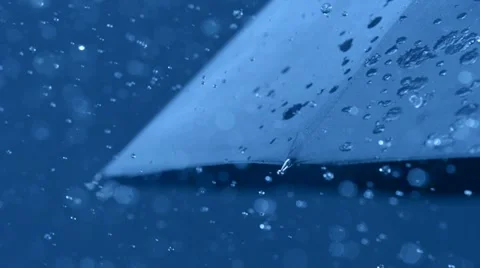 Rain and umbrella, Slow Motion Stock Footage 10863664