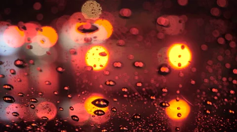 Rain and water drop at front car window in traffic jam Stock Footage 68034317