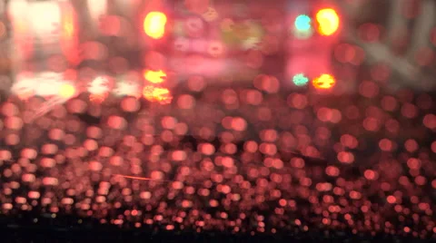 Rain and water drop at front car window in traffic jam Stock Footage 68036902