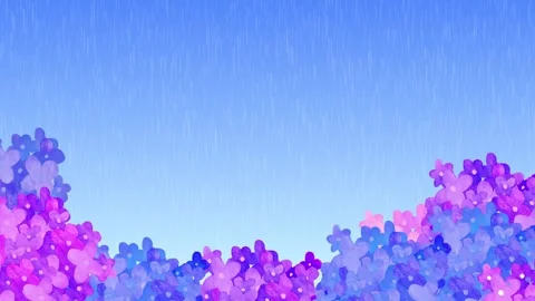 Rain and Watercolor Hydrangea Loop Animation Stock Footage 335439407