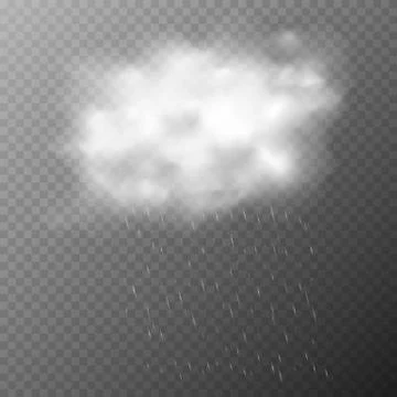 Rain and white cloud isolated on transparent background Illustrazione stock