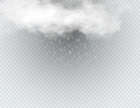 Rain and white cloud isolated on transparent background. Vector Stock Illustration