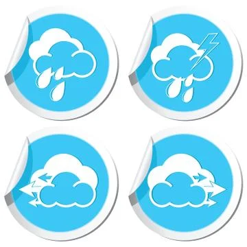 Rain and wind icons set Stock Illustration