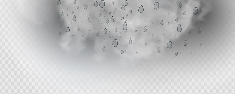 Rain and wind on a transparent background. White gradient decorative element Stock Illustration
