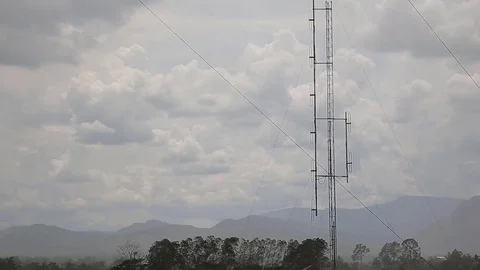 Rain antenna at mountain, video Stock Footage 78699765