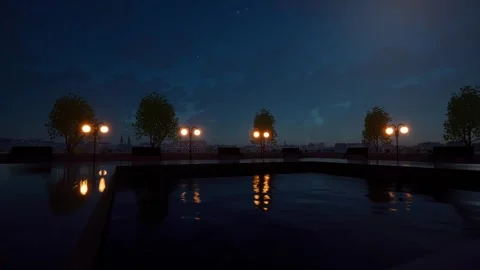 Rain asthetic at night park Stock Footage 249491787