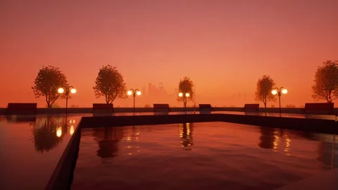 Rain asthetic at sunset park Stock Footage 249491852