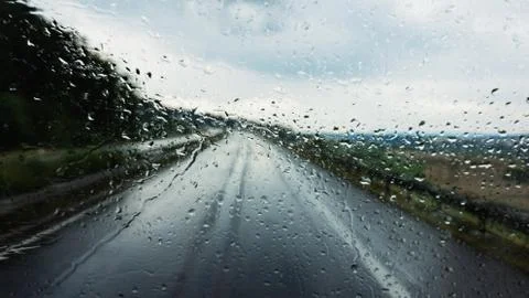Rain on the autobahn Stock Photos
