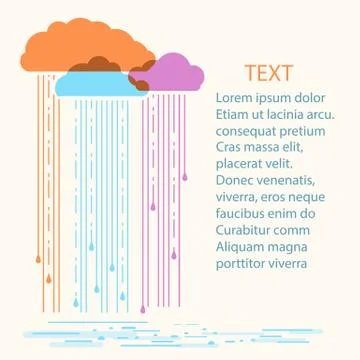 Rain background.Vector illustration with stylish flat clouds Illustrazione stock