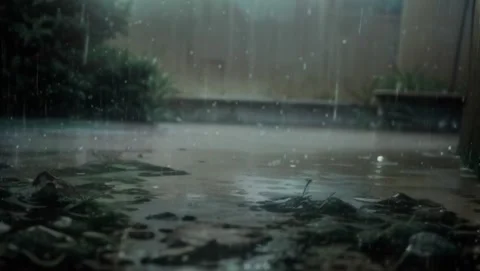 Rain in the backyard Stock Footage 278394416