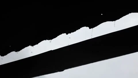 Rain, bad weather in the yard. The rain pours into the gutter Stock Footage 246453573