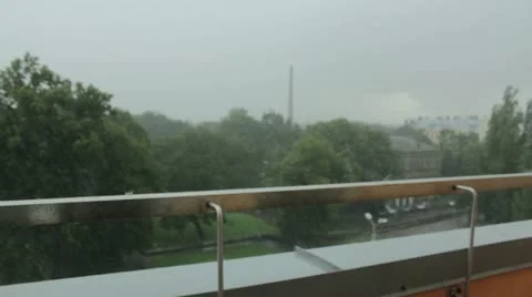 Rain balcony Stock Footage 11907412