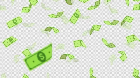 Rain of banknotes - Banknotes falling down animation 4k with alpha channel croma Stock Footage 251927283