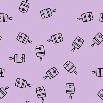 Rain barrel water saving line seamless pattern Stock Illustration