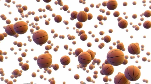 Rain of basket balls with alpha channel  Stock Footage 982995