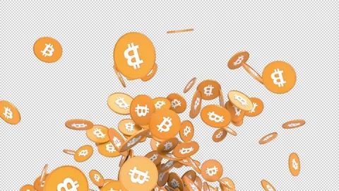 Rain of bitcoins pack - 3d render with alpha channel. Stock Footage 235504356