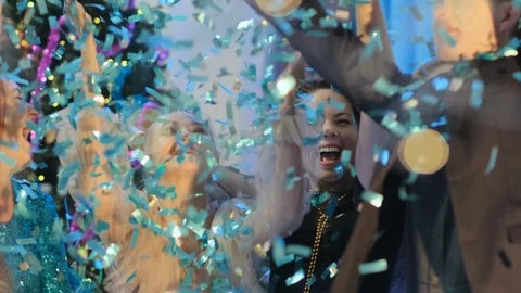 Rain of blue confetti Stock-Footage 122100793