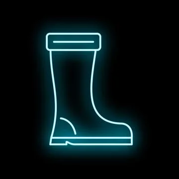 Rain boot neon light sign illustrating footwear Stock Illustration