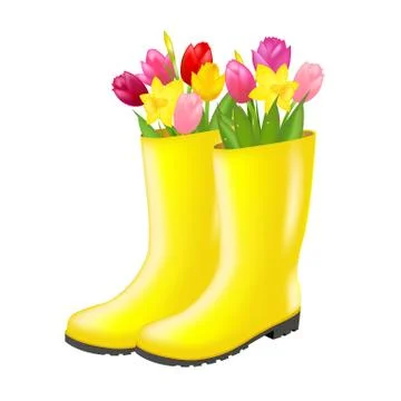 Rain boot With Tulip Stock Illustration