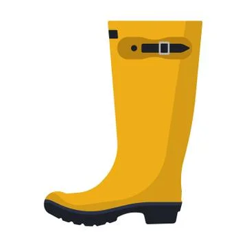 Rain boot vector flar icon side view. Autumn weather water rubber shoe protec Stock Illustration