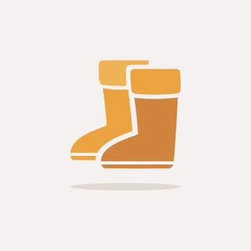 Rain boots. Icon with shadow on a beige background. Footwear vector illustrat Illustrazione stock