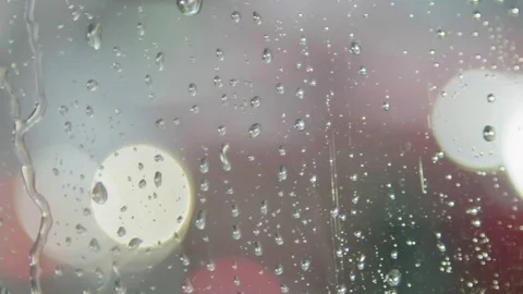 Rain on Bus Window Stock Footage 76544211