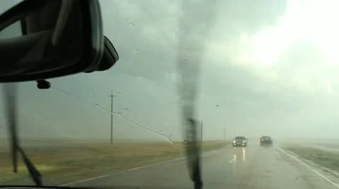 Rain From Car Front Window Stock-Footage 22338688