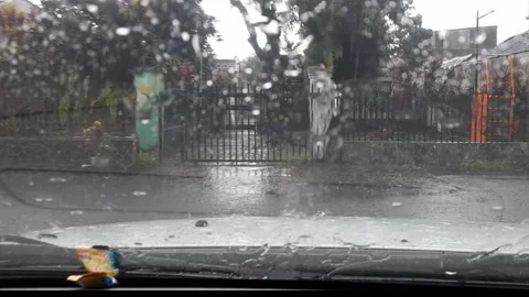 Rain in the car makes the atmosphere romantic Stock Footage 232872185