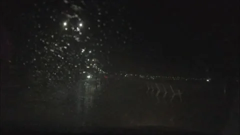 Rain car slow motion at night Video stock 187309415