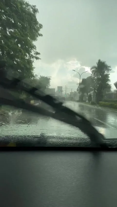 Rain from the car view Stock Footage 276568091