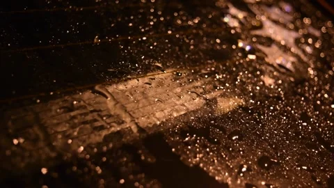 Rain on Car Window (dark) Stock Footage 171550247