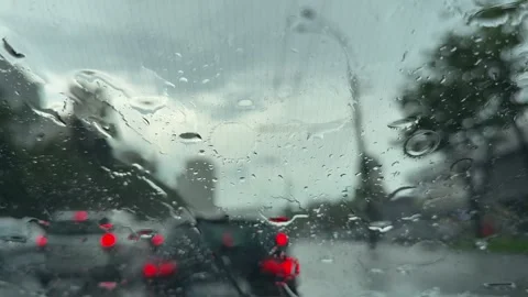 Rain on car windshield  Stock Footage 340530701