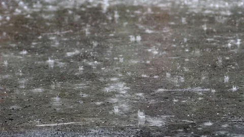 Rain on the cement floor. Stock Footage 96256369