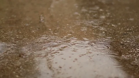  rain on cement patio, conceptual Stock Footage 123799757
