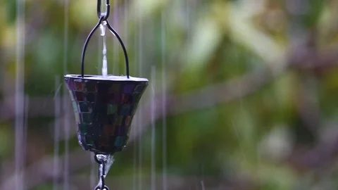 Rain Chain Stock Footage 129581771