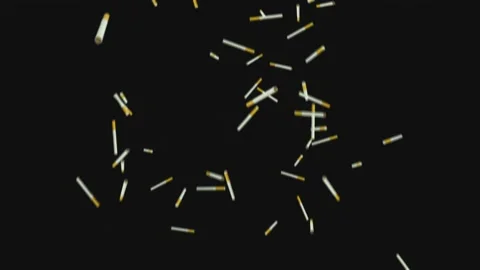 Rain from cigarettes on a black background Stock Footage 200210789