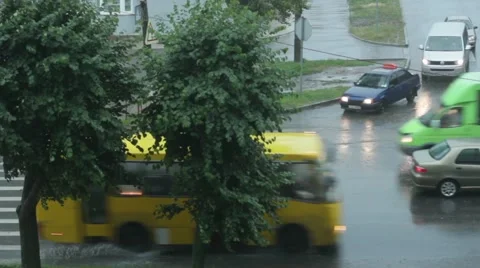 Rain In City 4 Stock Footage 40036033