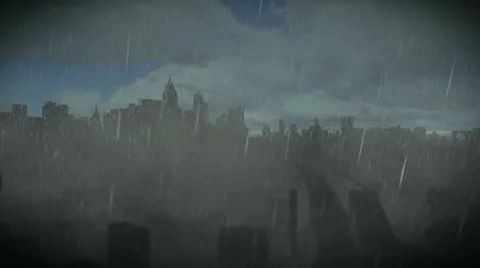 Rain in the city Stock Footage 12235028