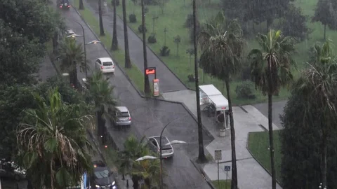Rain in the city Video stock 128308964