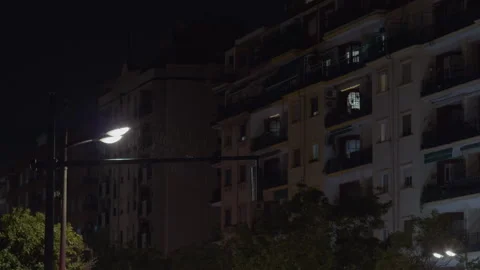 Rain in the city at night Stock Footage 243814932